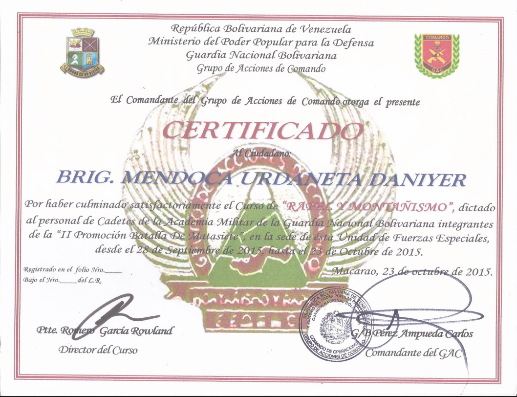 Certificado GAC GNB